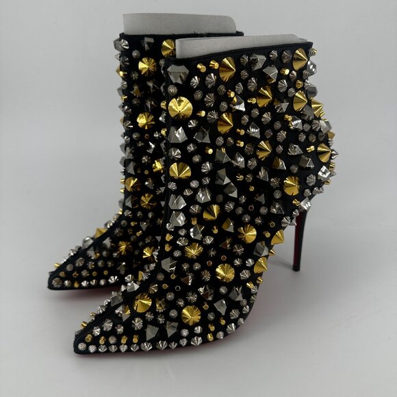 Louboutin So Full Kate Multicolor Calfskin Leather Spike Ankle Boots - Size 39 - Picture 4 of 7